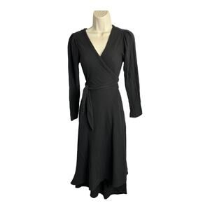 Xirena Womens size XS Reece Chelsea Gauze Cotton Wrap Dress Black